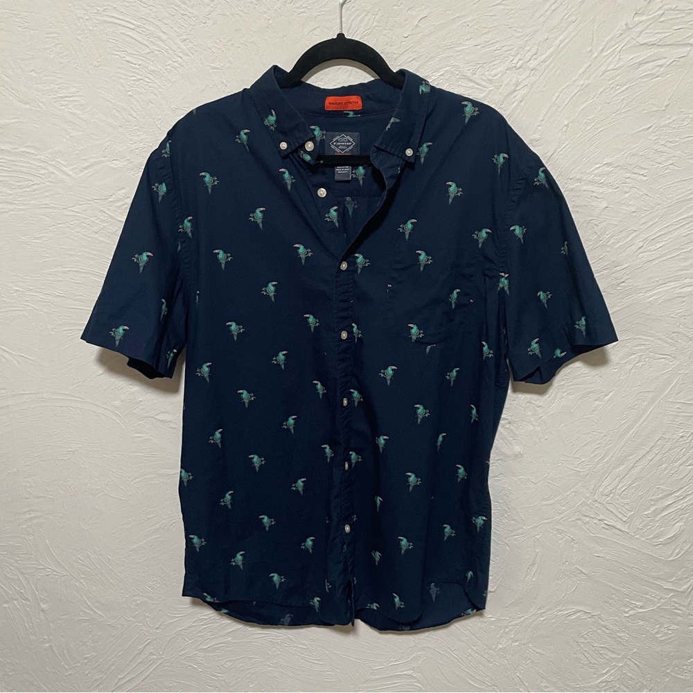 St. John's Bay Dark Blue Palm Print Men's Shirt